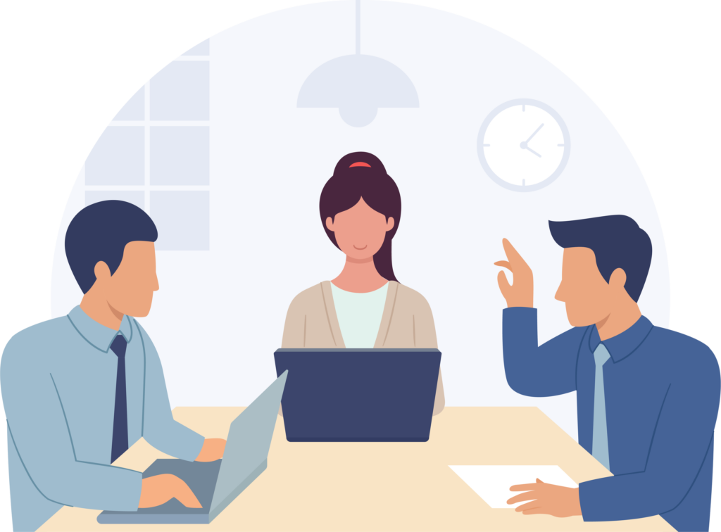 illustration de trois personnage en train de travailler pour la société winstel